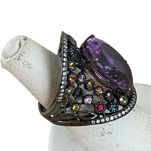 High End Unique Rhinestone Cocktail Ring - Picture 2 of 5